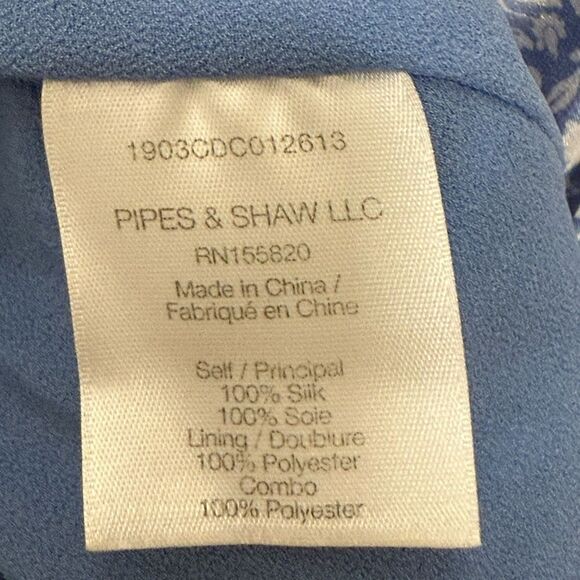 Veronica Beard Teagan Ruched Blue/White Faux Wrap Silk Dress. Size 10. - Picture 11 of 11